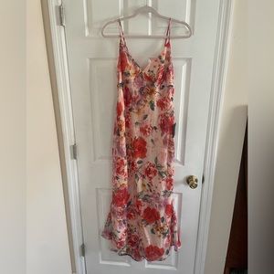 Romantic Adoration Blush Pink Floral Print Sleeveless Midi Dress lulus XL